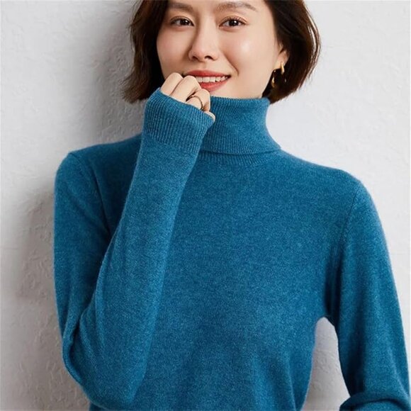 Charter Club Luxury 100% Cashmere Turtleneck Sweater in Teal Women's Sz XS - Picture 4 of 12